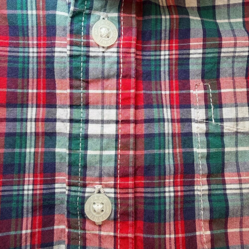 JANIE AND JACK Plaid Cotton Button Down Boys 4 - Picture 7 of 10